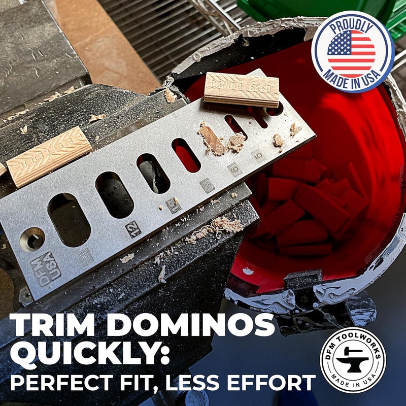 DFM Tool Works A2 Domino Tenon Trim Plate - Compatible with Festool Domino Joiners - Trims 4mm to 14mm Sizes - Fits Glue-ups or Dry Fits - Eliminates Sanding and Razor Blade Use - Made in USA - Image 5